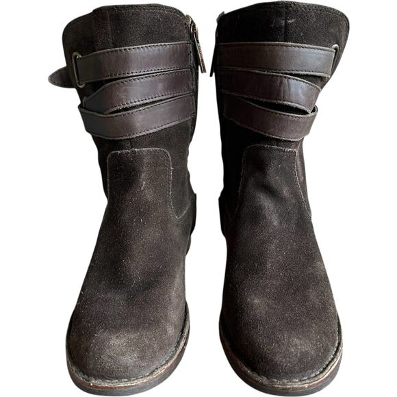 Bussola Sevilla Zip Up Suede Leather Boots SZ 38 Chocolate Distressed Boho READ - Picture 3 of 11